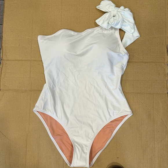 J. Crew Other - J. Crew Bow Tie One Shoulder One Piece Swimsuit, White, Vacation, Sz 14, NWT